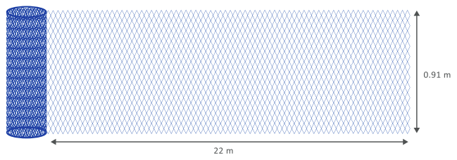 Medidas de la malla PT10004, 0.91 x 22 m